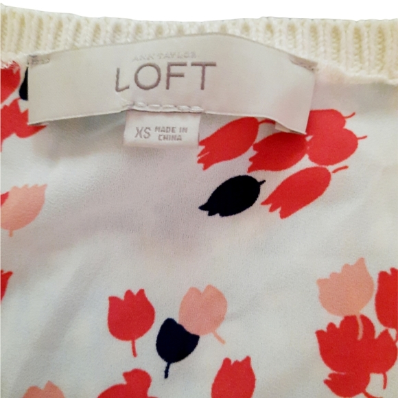 Loft Sweater XS White Crew Neck 100% Cotton top shirt blouse Pullover essential - Picture 4 of 4